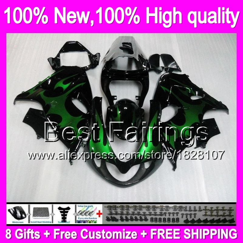 

Fairing For SUZUKI TL 1000R TL1000R 98 99 00 01 02 03 Green flames 78B48 TL 1000 R 1998 1999 2000 2001 2002 2003 black +Decal