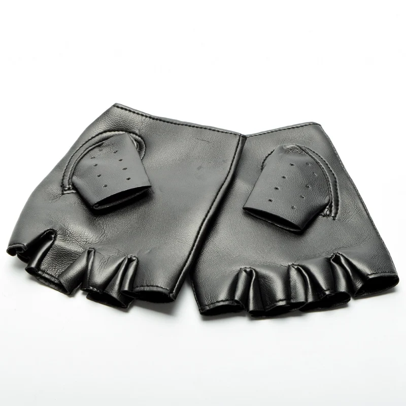 Черный искусственная кожа Панк Перчатки с половиной пальца|punk gloves|gloves vintagecosplay