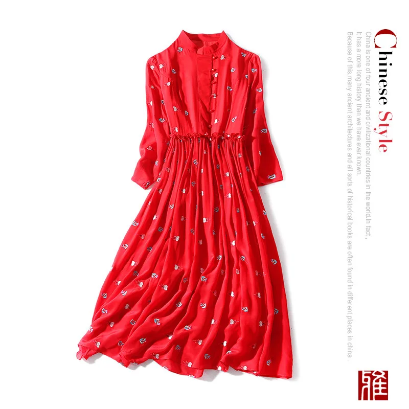 Rode bloemen zijden jurk 2019 lente zomer vrouwen lange casual sexy chiffon strand jurken bohemian plus size boho fee elegante Rode bloemen zijden jurk 2019 lente zomer vrouwen lange casual sexy chiffon strand jurken bohemian plus size boho fee elegante