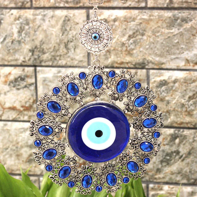 1PC x Wall Hanging Turkish Blue Evil Eye Flower Hamsa Amulet Decor Protection