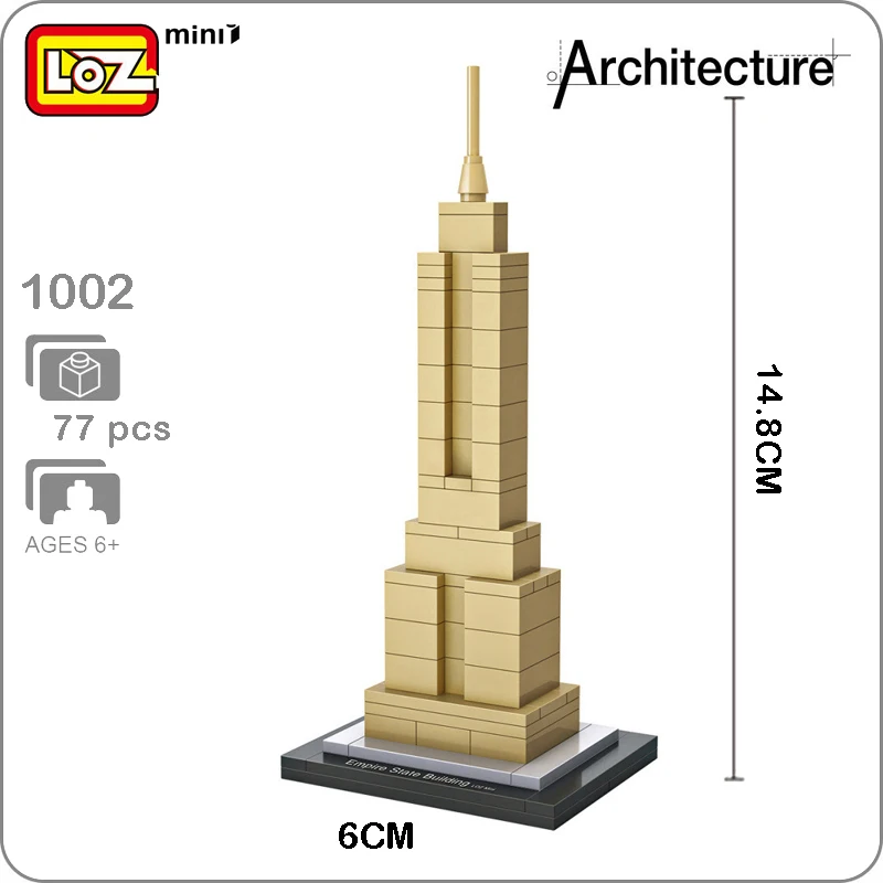 LOZ архитектура 1002 Empire State Building 3D модель мини Конструкторы кирпичи Diamond Nano сборки всемирно известное строение игрушка без коробки