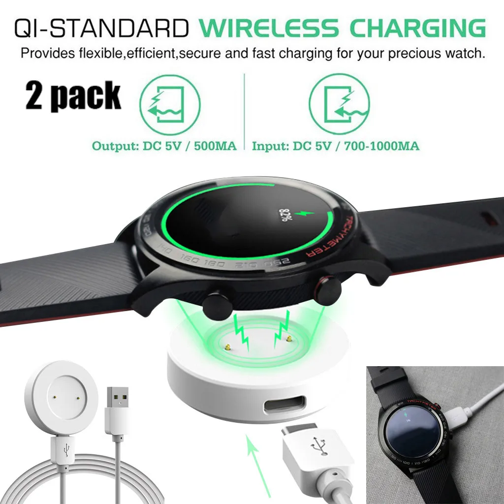 

2PC Portable Qi Wireless Fast Charging Power Source Charger For Huawei Watch GT/Magic