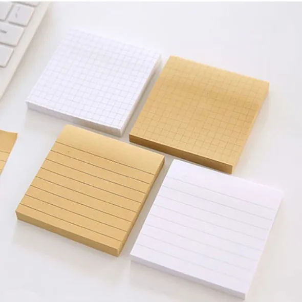 

80pcs/set 7.5*7.5*1.1cm sheets Kraft memo pad sticky notes post it for school & office memo sheets Horizontal line check