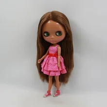 Обнаженная кукла Blyth, коричневые волосы черная кожа Заводская кукла, моя игрушка 55