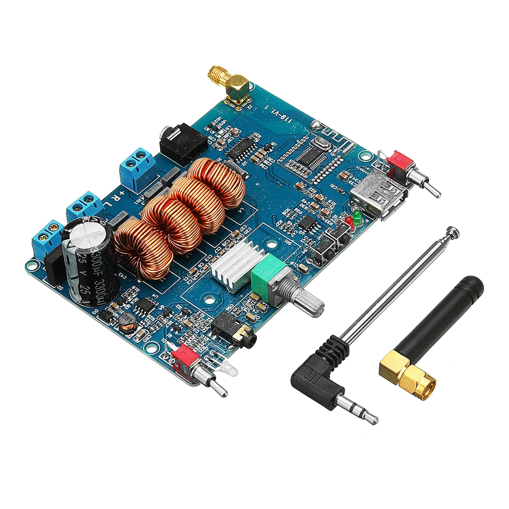 

DC12-24V/AC8-16V Wireless bluetooth 4.2 2 Channel Stereo Digital Power Amplifier Board Output power 50W*2 Output load 4-8 ohm