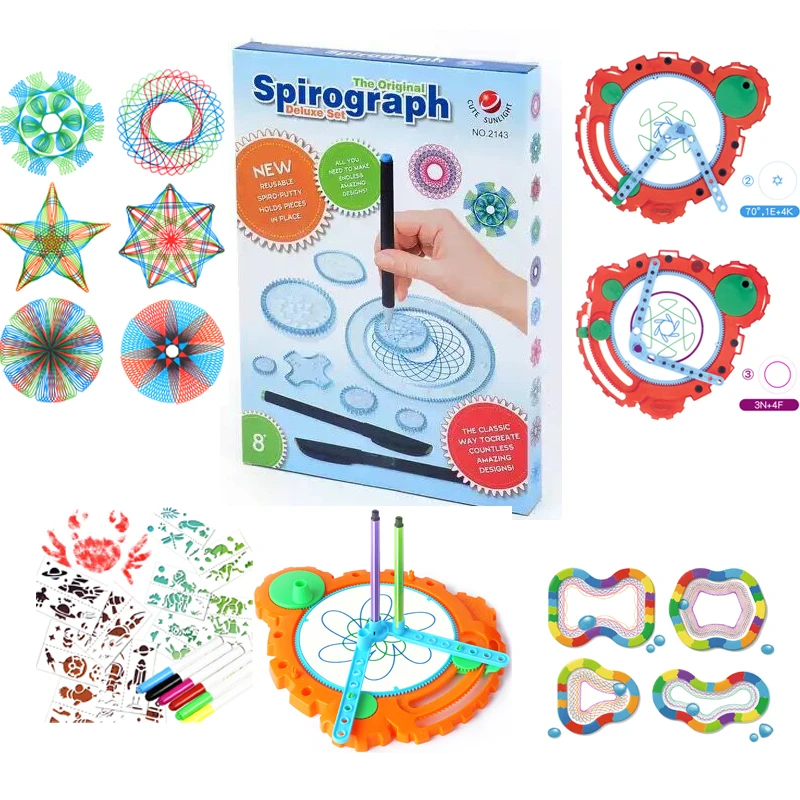 Children Spirograph Drawing Toys Set Accessory Creative Spiral Design Interlocking Gear Doodle Kids Learning Education Gift industrial design education