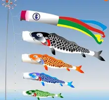 Koinobori Koi Nobori Carp Windsocks Streamers Fish Flag Decoration Med Fish Kite Hanging Wall Decor 15.7inch-59inch 5colors