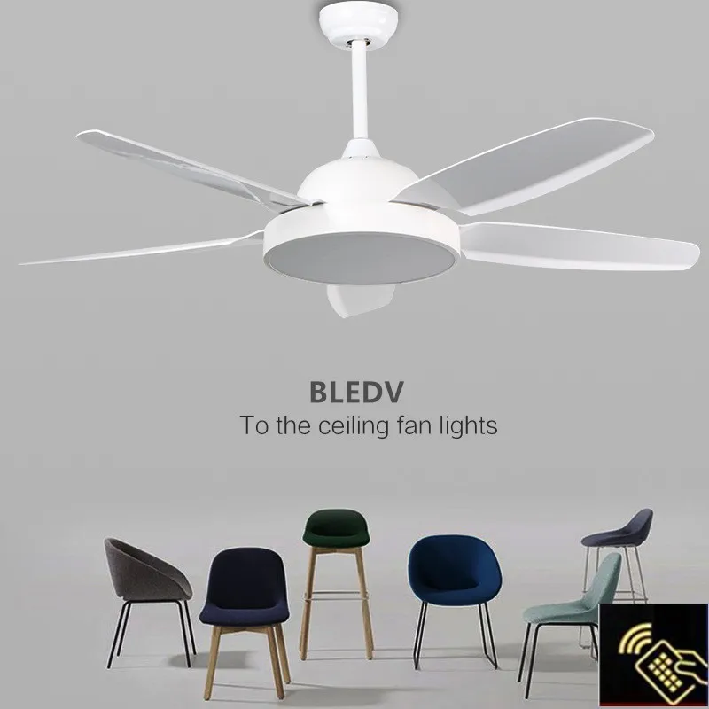 

Eusolis 5 Bladeren Amerikaanse Creatieve 5 Bladeren Led Ceiling Fans With Lights Nordic Ceiling Fan Remote Control