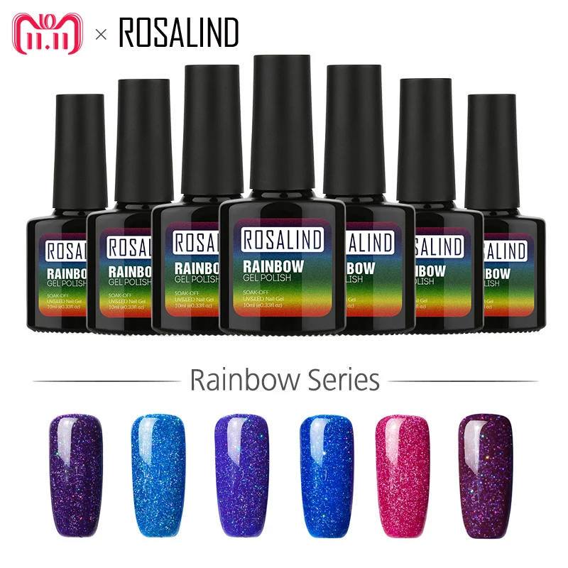 

ROSALIND Gel 1S Gel Nail Polish Bottle 10ML Rainbow Color Series UV LED Soak off Semi Permanent Nail Art