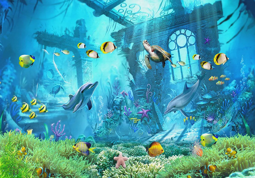 Пользовательские 3D обои подводный мир Королевство мультфильм детская комната украшения стены-высококачественный водонепроницаемый