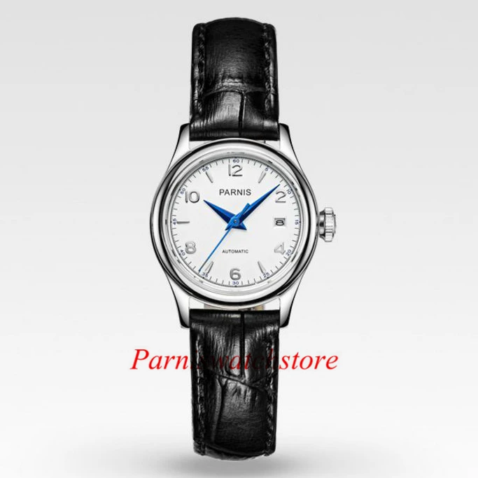 Hot Sale Women Watch 27mm Parnis White Dial Silver Numbers Sapphire Crystal Japan Miyota Automatic Movement Ladies Watches