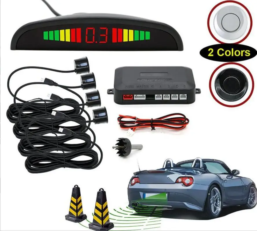 

Car Parking Sensors Parktronics With 4 Sensors Reverse Backup Car Parking Radar Monitor Detector System Backlight Display