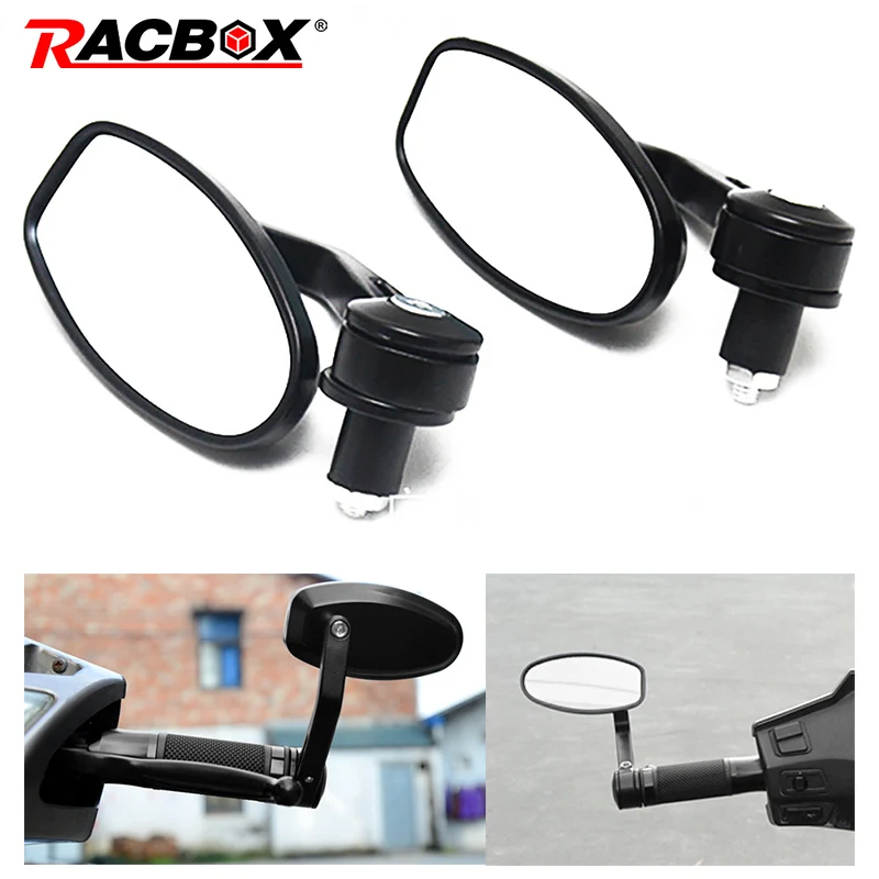 

Racbox 2Pcs Universal Motorcycle Bike Bar Black End Rearview Mirrors 7/8" for Motorcycle cb500x msx125 Street bikes Sports