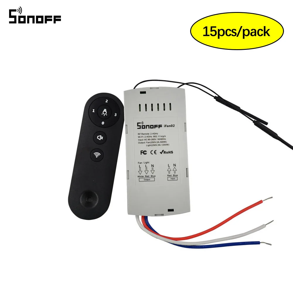 

15pcs Sonoff iFan02 Fan Switch Convert Fan to Wifi Smart Controller remote control by APP Works With Alexa Google Home for home