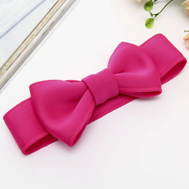 Fashion kids infant child girls head wraps tiara elastic ribbon headband satin big bows headwrap hair bands Accessories For Party (13)