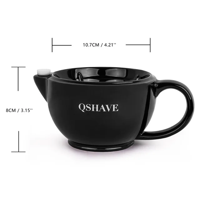 QSHAVE Razor Shaving Scuttle kubek wypełniony gorącą wodą utrzymuj pianę zawsze ciepło to duży rozmiar miska ręcznie kubek ceramiczny czarno-biały 4
