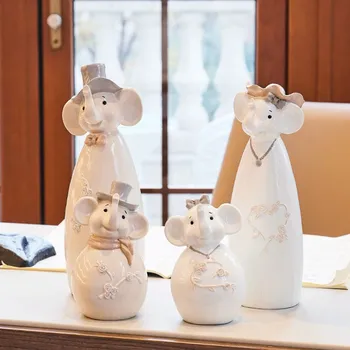 

white creative resin family elephant statue home decor crafts room decoration elephant loves ornament resin animal figurines