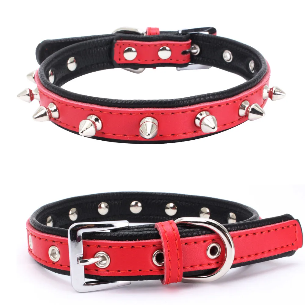 Double Layer Genuine Leather Cat Collars Black Base Bicolor Rivets Collar XS-S for Cats Small Dogs Pet Products katten riem Double Layer Genuine Leather Cat Collars Black Base Bicolor Rivets Collar XS-S for Cats Small Dogs Pet Products katten riem