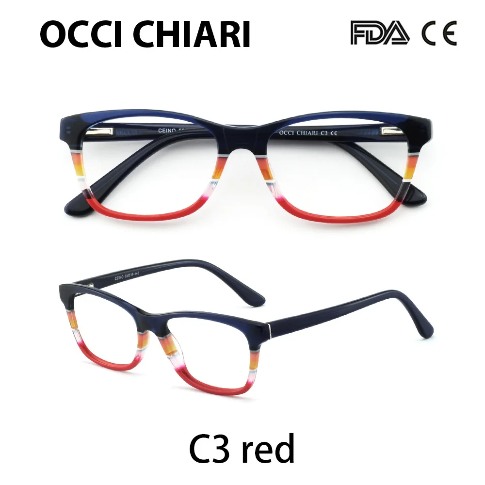 OCCI CHIARI, оптические оправы для очков, женские оптические оправы для очков, ацетатные очки, полная оправа, модные очки для женщин, CEINO - Цвет оправы: C3 red