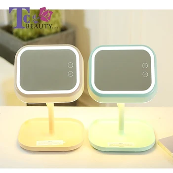 

Makeup Mirror Desktop With Light LED 180 Rotation Usb Charging Four Function Table For Touch Screen Vanity Lamp With Storage