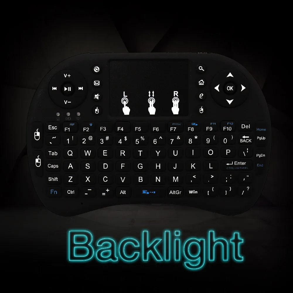 

New Hot Black 2.4G RF Wireless English Keyboard Touch Pad mouse Backlit gaming Keyboard for HTPC Tablet Laptop PC Teclado