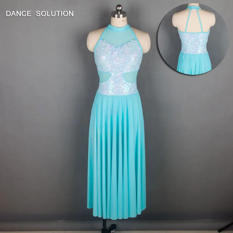 18436 Sky Blue Sequin Lace Bodice with Long Mesh Leotard Skirt Contemporary Dance Costume Women & Girl Practice Dancing Dress
18436 Sky Blue Sequin Lace Bodice with Long Mesh Leotard Skirt Contemporary Dance Costume Women & Girl Practice Dancing Dress