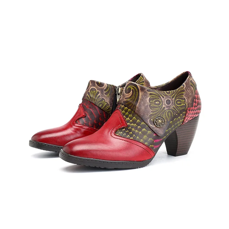 

Genuine Leather Pump Boots 2018 Women New Fashion Ankle Red Boots Height Increasing Winter Shoes Women
