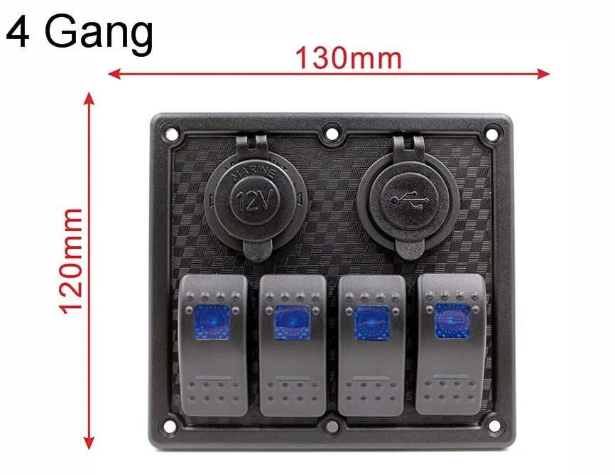 Водонепроницаемый 4 банды кулисный переключатель Панель Электрический автоматический выключатель морской лодки СВЕТОДИОДНЫЙ