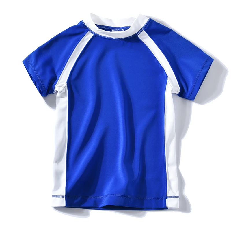 

Kids Boys Swimwear Short Sleeve Children Clothes Solid Color Sun Protection Swimsuit Tops One Piece Summer Beach Uv Protection