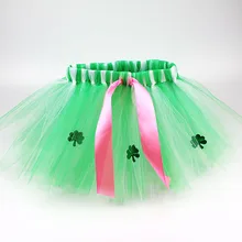 Ручной работы для новорожденных Одежда для маленьких девочек День Святого Патрика юбки из тюля с лентой зеленого цвета, одежда с блестками для юбка-пачка для девочек юбка От 0 до 6 лет