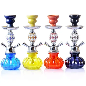 

Glass Hookah Shisha Set With Two Hoses Ceramic Bowl Sheesha Narguile Chicha Hookah Small Portable Shisha Set Accessories