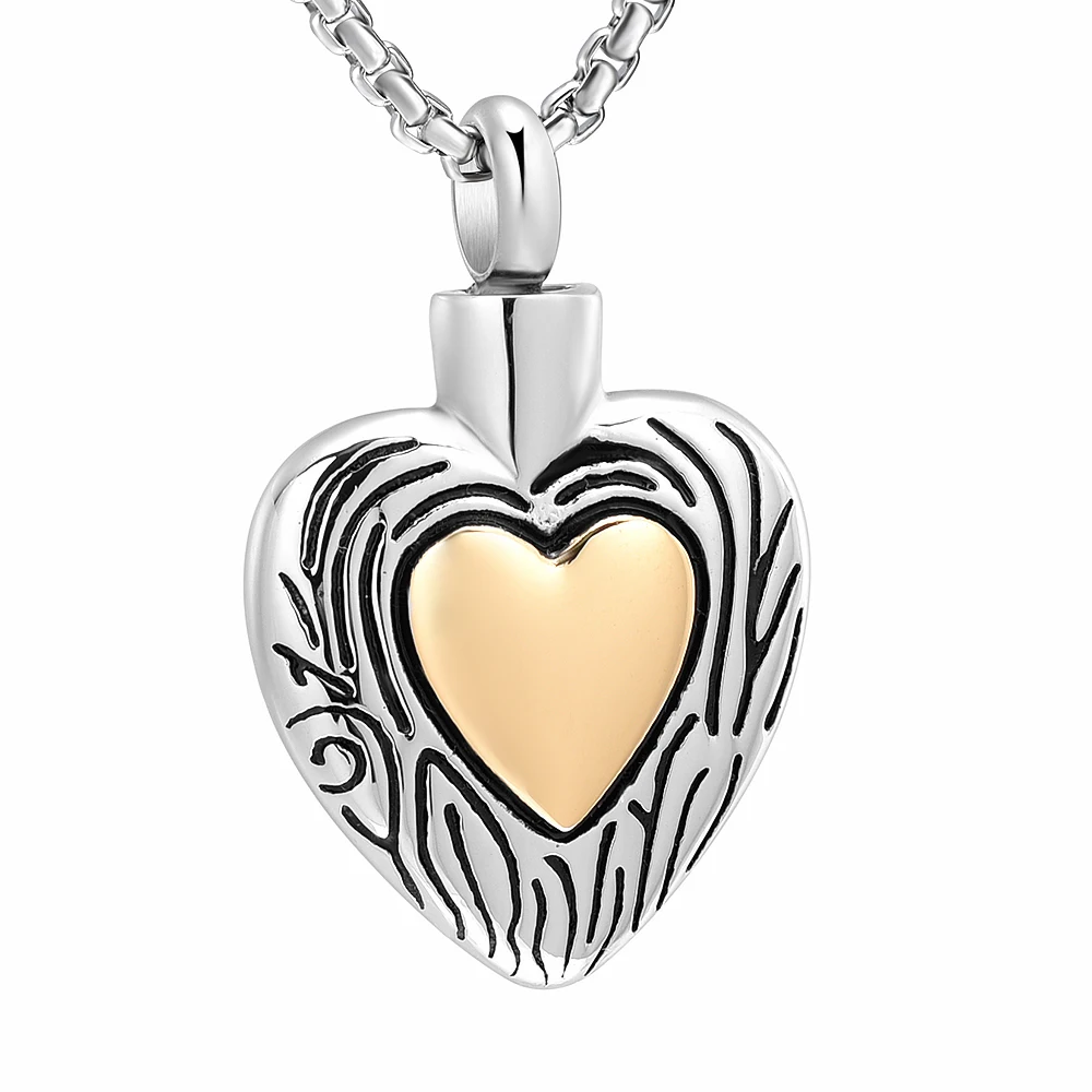 316l Stainless Steel Cremation Jewelry Gold Color Heart Necklace Urn