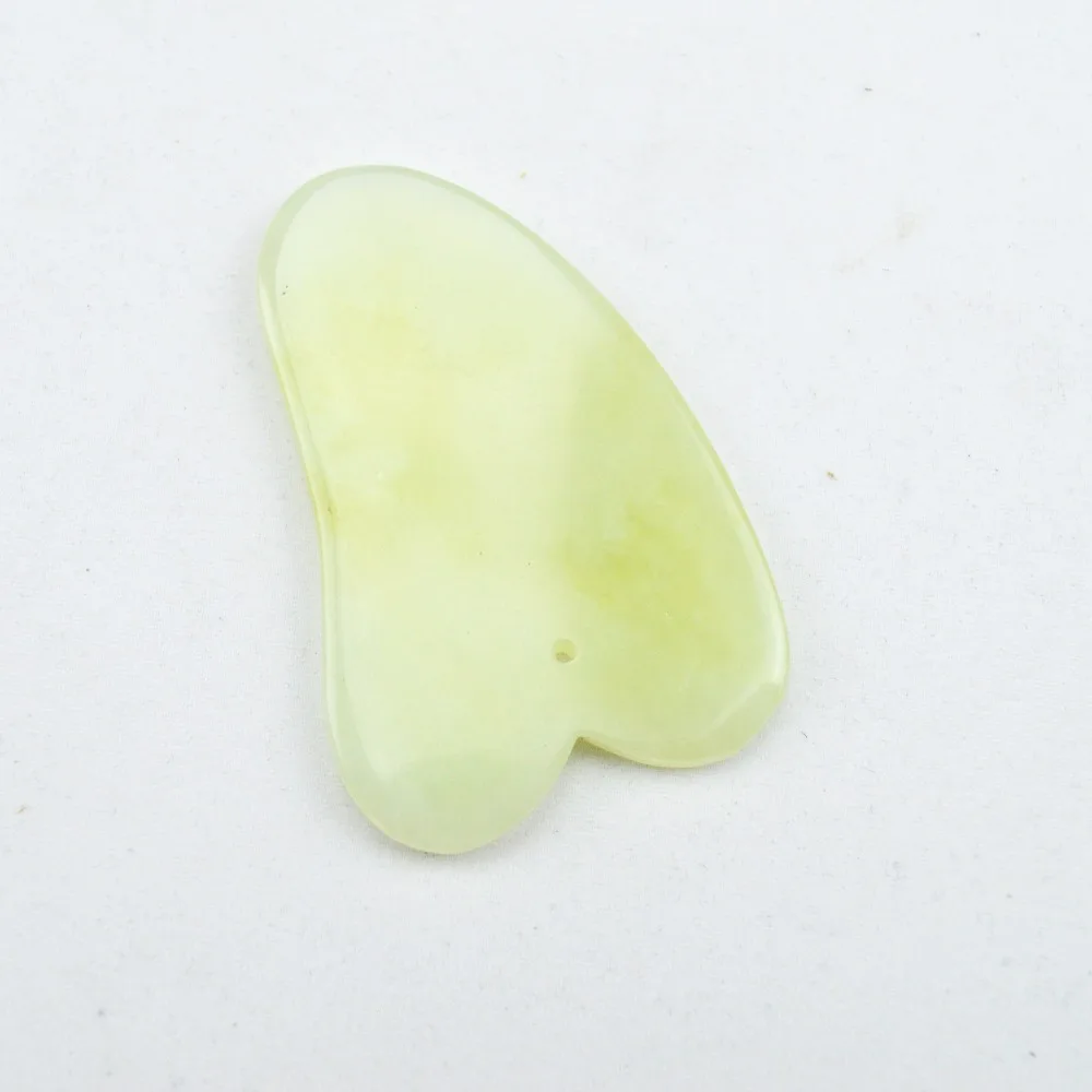 Natural light green jade guasha board massage tool facial treatment scraping tool for body health care Natural light green jade guasha board massage tool facial treatment scraping tool for body health care