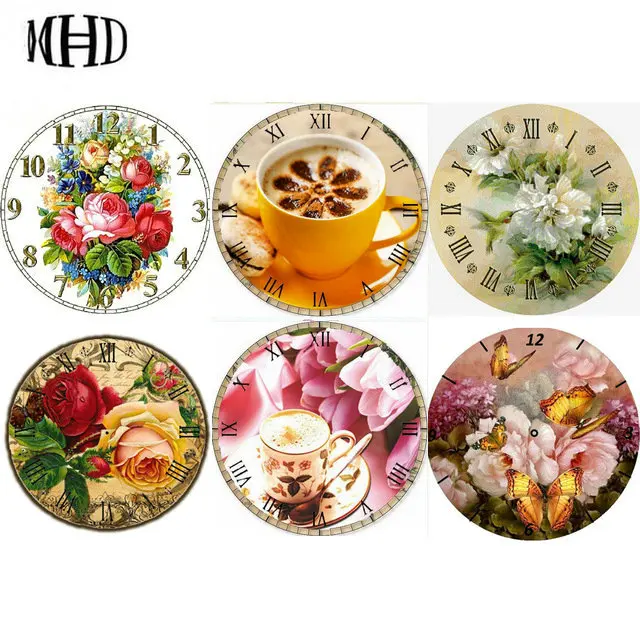 

MHD new Wall Clock Set 8 kinds of patterns birds Diamond Embroidery 5D DIY Diamond, flowers, coffee, full drill 40x40cm
