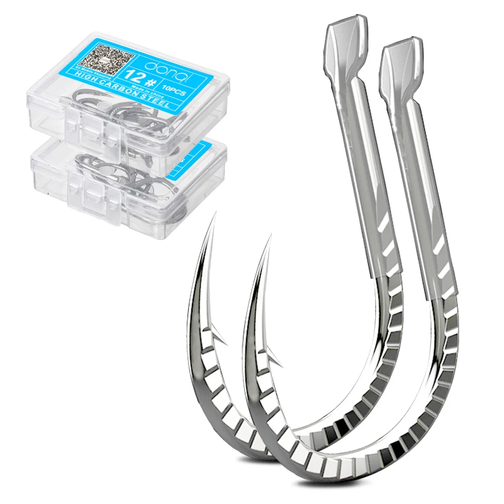 

DONQL 5 Pcs/lot Single Barbed Fishing Hooks Steel Alloy 10#12#14#16# Fish Scale Freshwater Carp Fishhooks Bait Offset Hook Kit