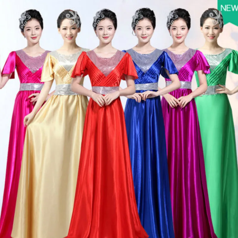 

rave clothes Ladies Chorus Long Choir Performance Costume festival outfit Stage Group Chorus Performance Costume Female