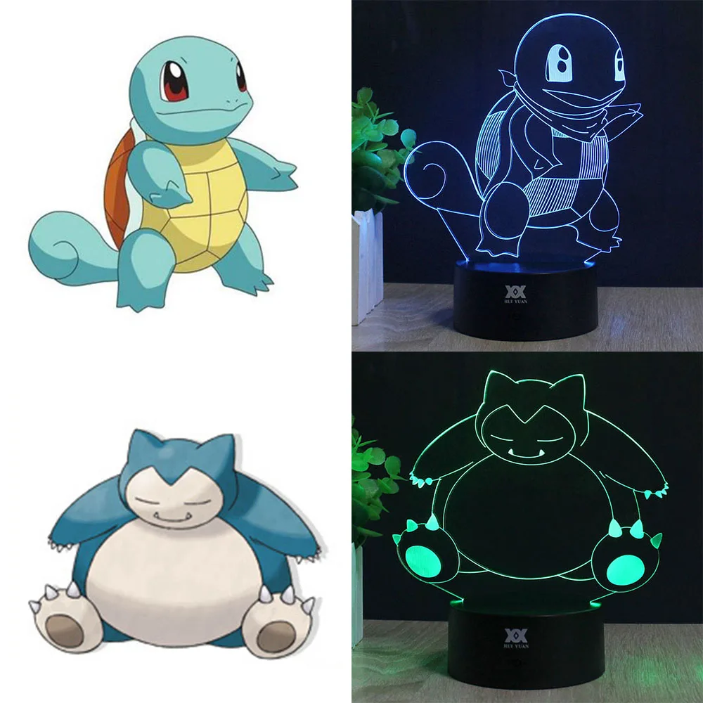 Pokemon Go 3D лампа Charmander Чаризард Сквиртл LED, Декоративный Светильник Настольный USB Новинка Ночные светильники ребенка подарок Хуэй Юань Марка