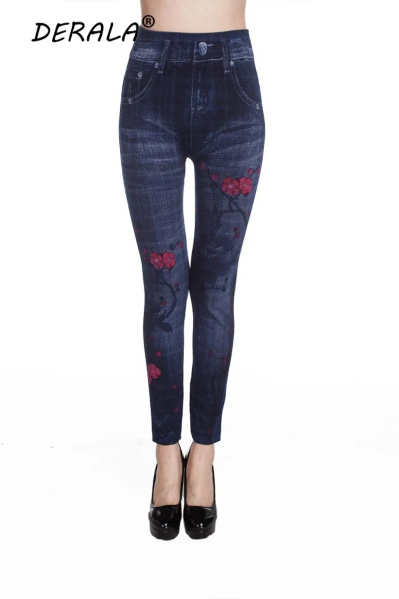 DERALA Seamless Floral Print Women Jeggings High Waist