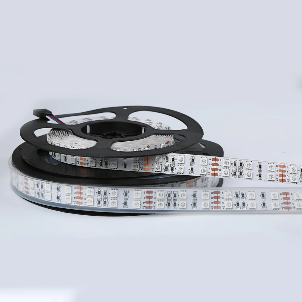 Светодиодная лента XUNATA 24 В постоянного тока 12 5050 светодиодов/м SMD 600 RGB двухрядная