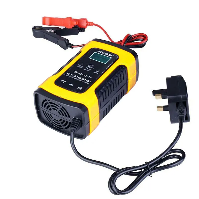 

Smart Car Battery Charger 12V Automatic Pulse Repair Motorcycle LCD Display UK Battery Charger for Electric Vehicle
