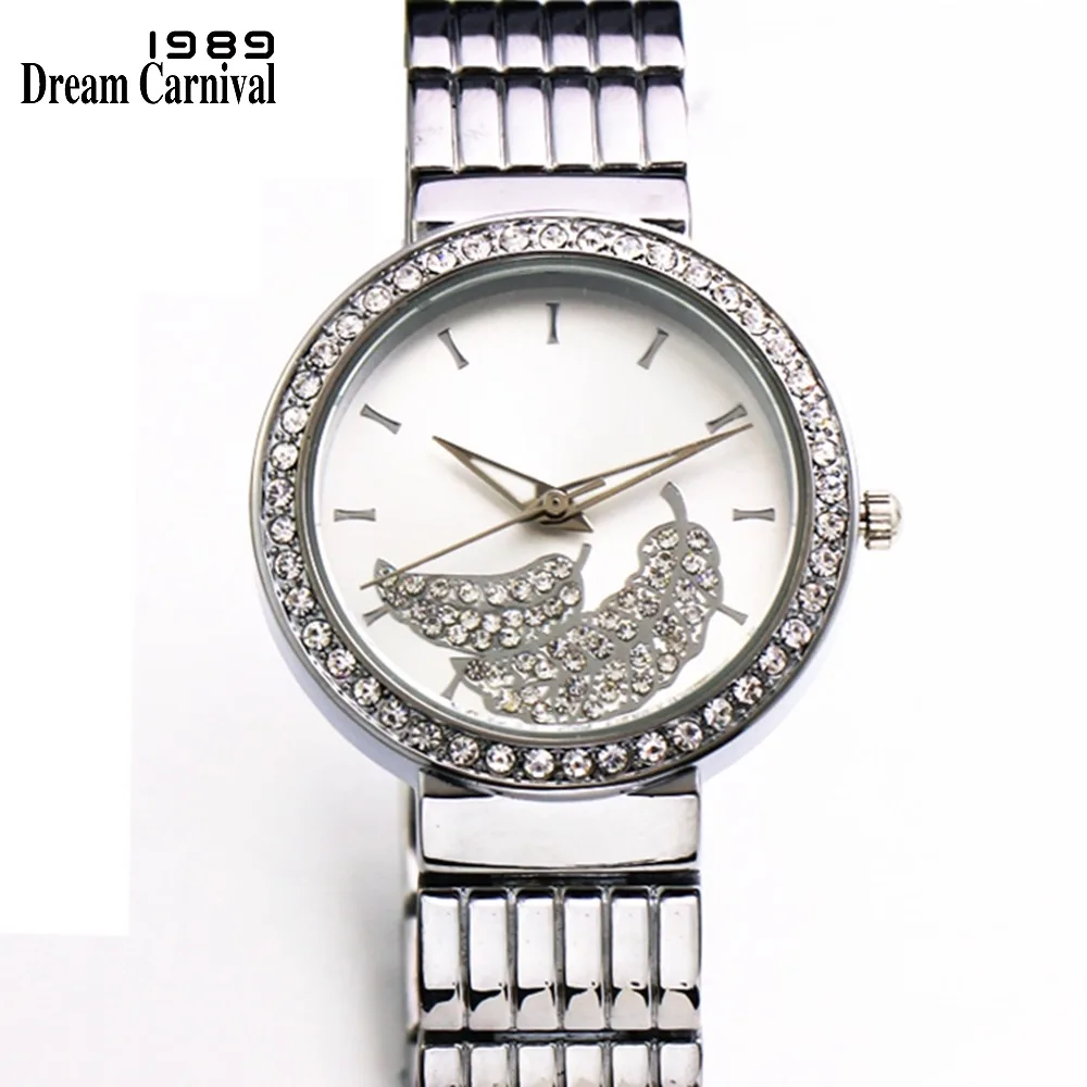 Dreamcarnival 1989,, женские кварцевые часы с кристаллами, с циферблатом в виде листьев, новые модные офисные женские повседневные стильные часы, Прямая поставка A8349 - Цвет: Белый