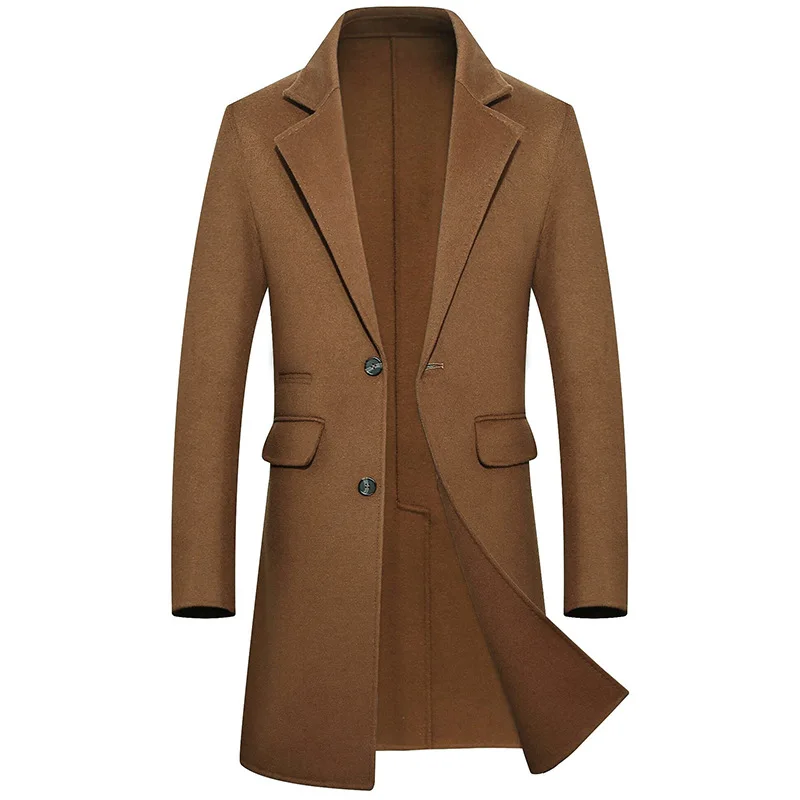 

100% Real Merino Wool Men Winter Jacket Thick Warm Long Jacket Overcoat Slim Fit Casual Woolen Blends Coats Sobretudo Masculino