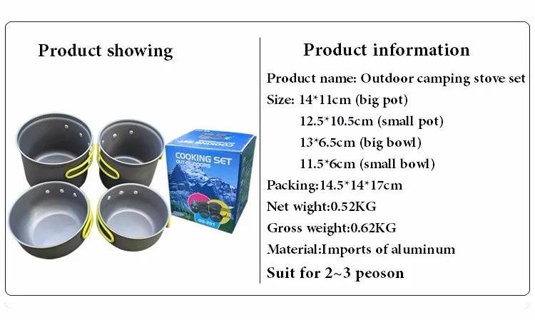 Горячая Распродажа походная посуда для кемпинга походная посуда для приготовления пищи миска для пикника горшок набор для 2-3 человека Супер легкий