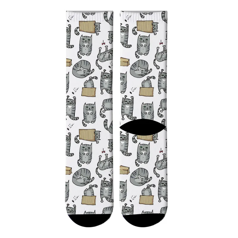 Новые носки с объемным принтом Happy Cat Dag, мужские длинные носки с забавными собачками, костями, животными, длинные носки без пятки для мужчин, рождественский подарок