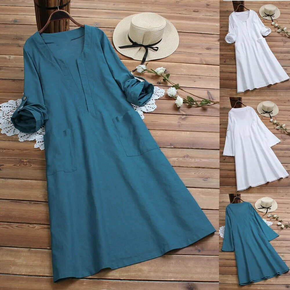 Women Dress 2020 Women’s SolId Short Sleeve V-neck Maxi Dress Hem Baggy Kaftan Mid Dress Party Dress Vestidos Plus Size Women Dress 2020 Women’s SolId Short Sleeve V-neck Maxi Dress Hem Baggy Kaftan Mid Dress Party Dress Vestidos Plus Size