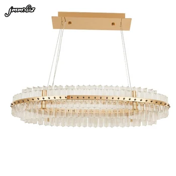 

Oval Modern Crystal Chandelier For Dining Room Luxury Hanging LED Crystal Chandeliers Kitchen Island Gold Crystal Light