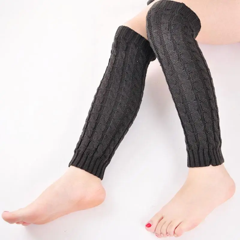 Женские осенние и зимние теплые вязаные сапоги до колена; удобные танцевальные сапоги; носки; гетры