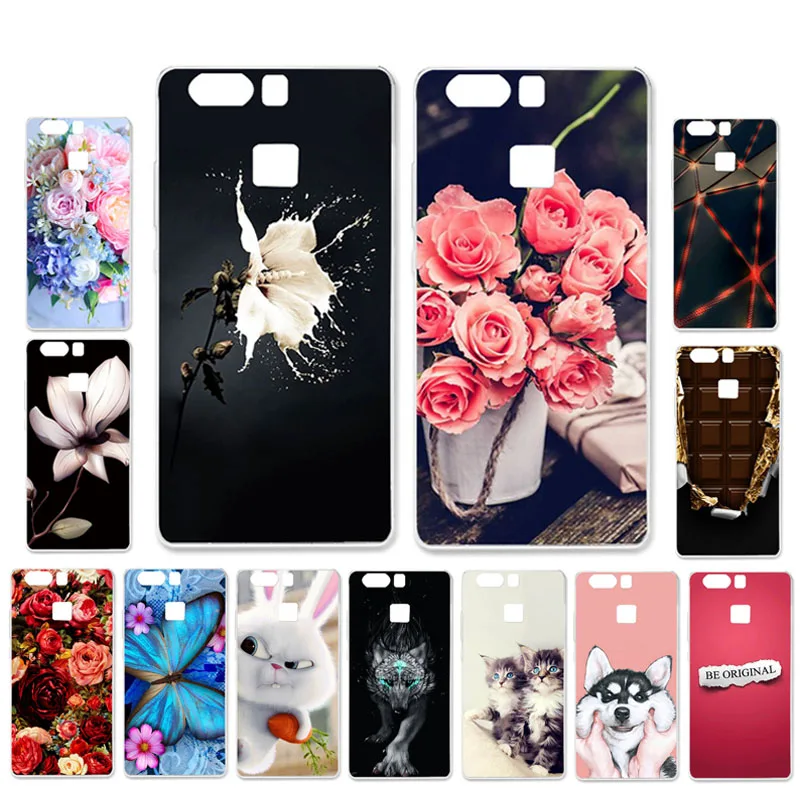 

Ojeleye DIY Patterned Silicon Case For Huawei P9 Case Soft TPU Cartoon Cover For Huawei P9 EVA-L09 Covers Bags Anti-knock Shell