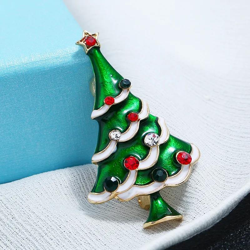 1pcs Colorful Green Paint Christmas Tree Brooches For Women  Sweater Accessories