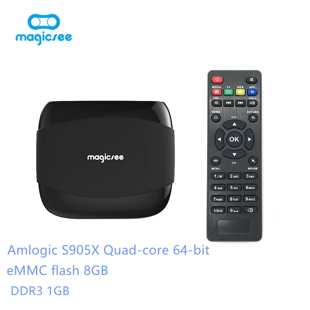 

Magicsee N4 Android 7.1 tv box Amlogic S905X Quad-core 4K Resolution 1GB 8GBTV BOX Support 2.4G WIFI LAN HDMI H.265 Set-top Box